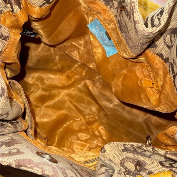 Yellow and Brown kathy Van Zeeland Tote Bag y2k brand new vintage - Picture 3 of 7